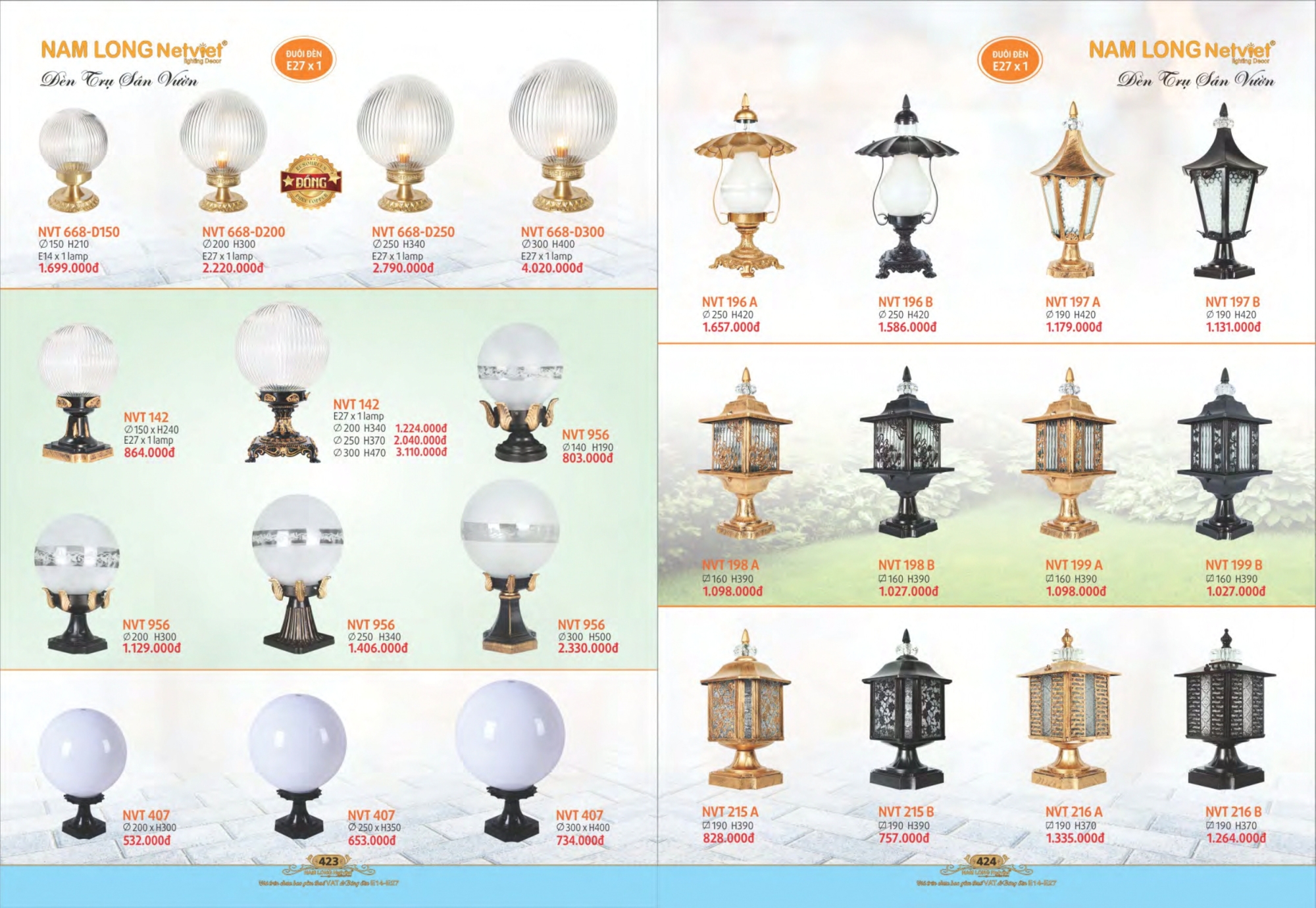 Bảng giá đèn trang trí Nam Long